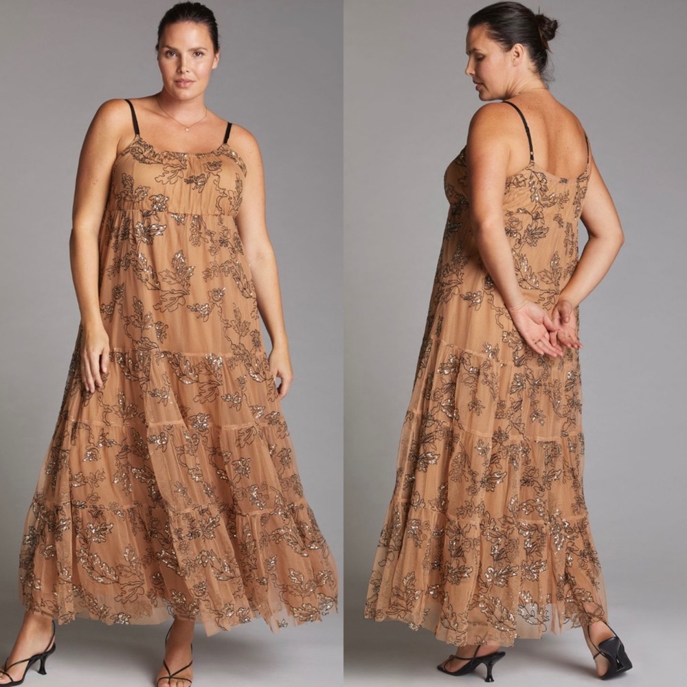 Maeve ANTHROPOLOGIE Sequined Tulle Midi Dress - Picture 5 of 16